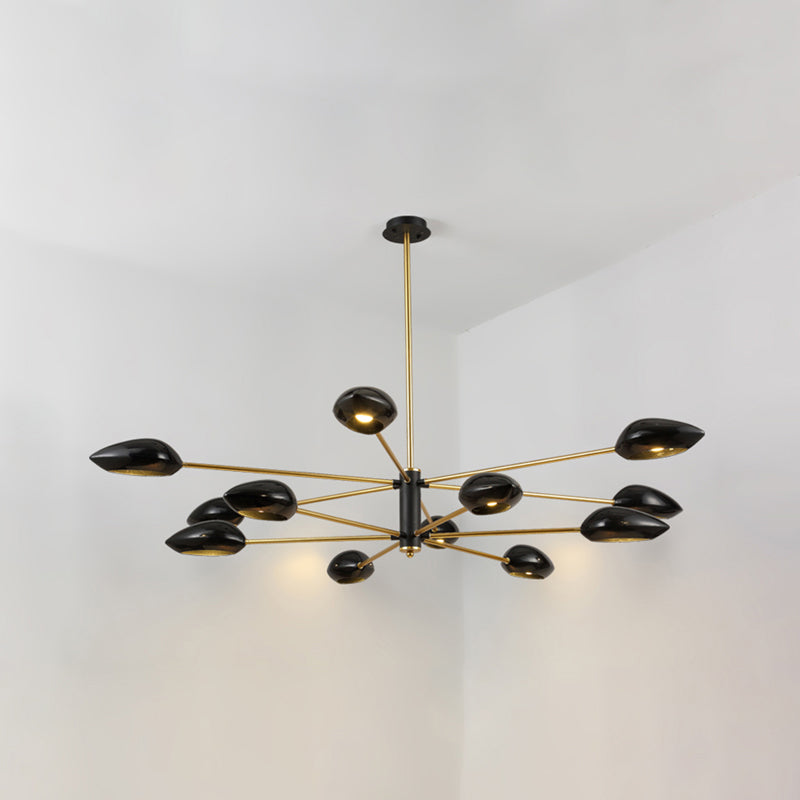 Ellipse Dining Room Hanging Light Contemporary Metal 5/6/8 Lights Black/White Chandelier Light Fixture