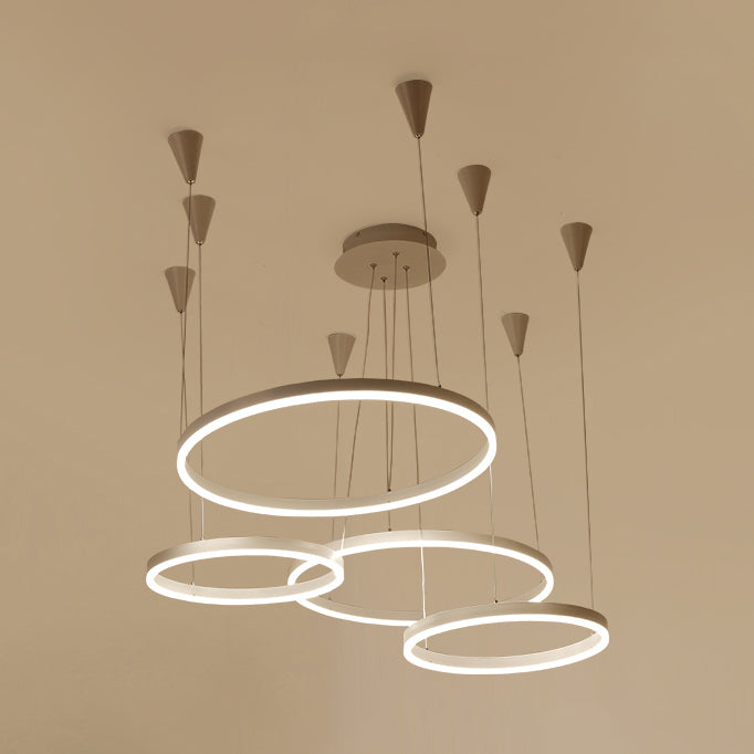 Circular Acrylic Chandelier Pendant Simple LED Single Light White Ceiling Hung Fixture in Warm/White/Natural Light