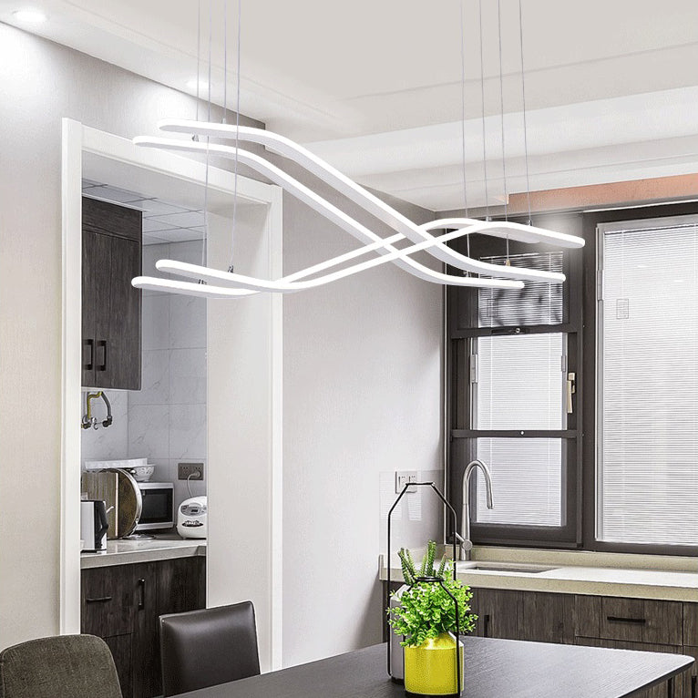 Streamlined Dining Room Ceiling Pendant Acrylic LED Minimalist Chandelier in Warm/White Light