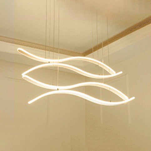 Streamlined Dining Room Ceiling Pendant Acrylic LED Minimalist Chandelier in Warm/White Light