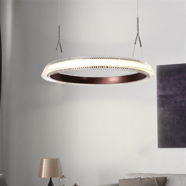 Contemporary 1/2/3-Light Ceiling Pendant Light with Crystal Shade Brown Ring LED Chandelier Lamp for Dining Room