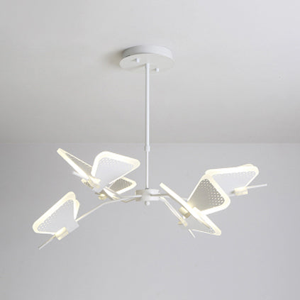 3/6/8 Lights Bedroom Chandelier with Butterfly Acrylic Shade Gold/White Hanging Ceiling Pendant