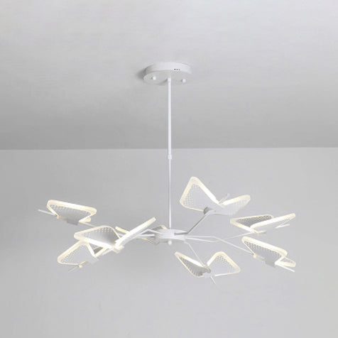 3/6/8 Lights Bedroom Chandelier with Butterfly Acrylic Shade Gold/White Hanging Ceiling Pendant