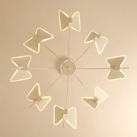 3/6/8 Lights Bedroom Chandelier with Butterfly Acrylic Shade Gold/White Hanging Ceiling Pendant