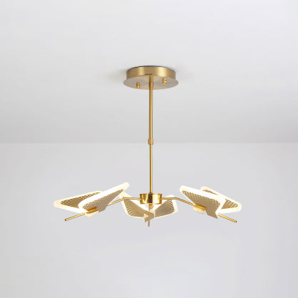 3/6/8 Lights Bedroom Chandelier with Butterfly Acrylic Shade Gold/White Hanging Ceiling Pendant