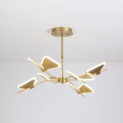 3/6/8 Lights Bedroom Chandelier with Butterfly Acrylic Shade Gold/White Hanging Ceiling Pendant