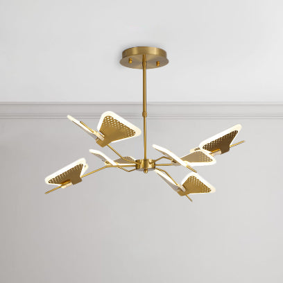 3/6/8 Lights Bedroom Chandelier with Butterfly Acrylic Shade Gold/White Hanging Ceiling Pendant