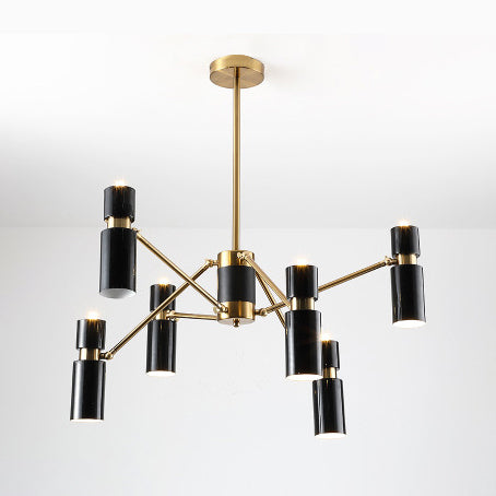 Cylinder Hanging Lamp Nordic Metal Up and Down Black Chandelier Light for Living Room