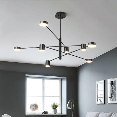 Multi-Tiers ASYMETRICAL lustre Light Metal Metal Simple Style 2/4/6/8 Heads Black / White Pendant Light in chaud / White / Third Gear