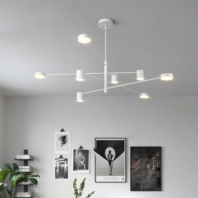 Multi-Tiers ASYMETRICAL lustre Light Metal Metal Simple Style 2/4/6/8 Heads Black / White Pendant Light in chaud / White / Third Gear