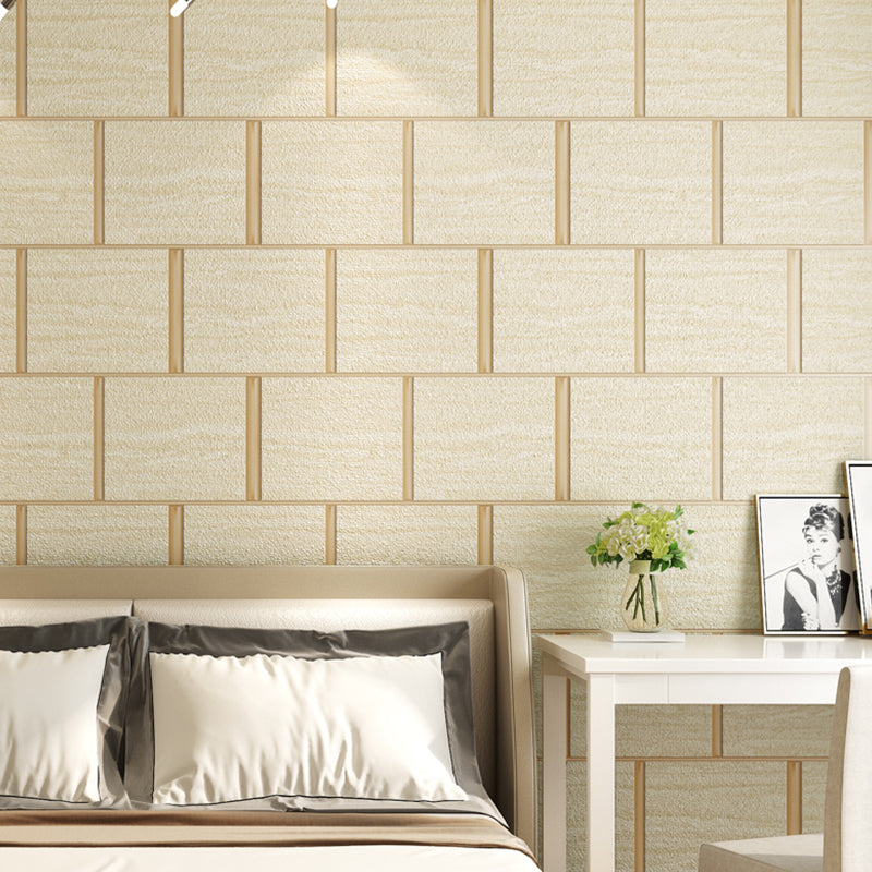 Textured Flock Wall Decor Industrial Unpasted Wallpaper with Marble Tile Effect for Bedroom