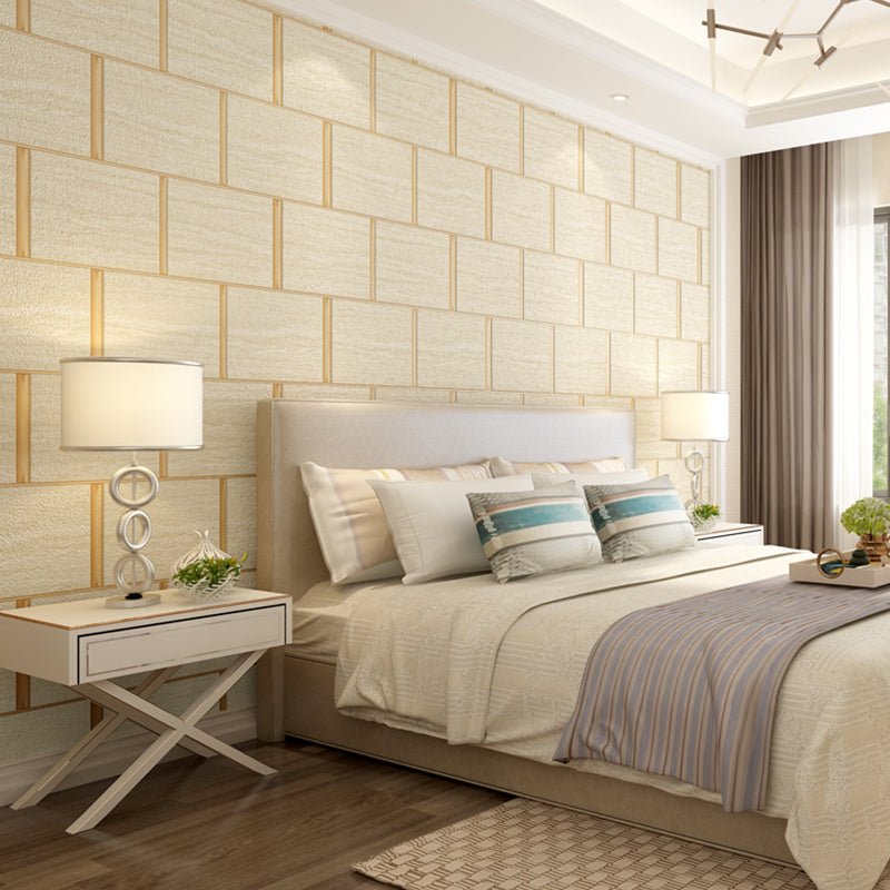 Textured Flock Wall Decor Industrial Unpasted Wallpaper with Marble Tile Effect for Bedroom