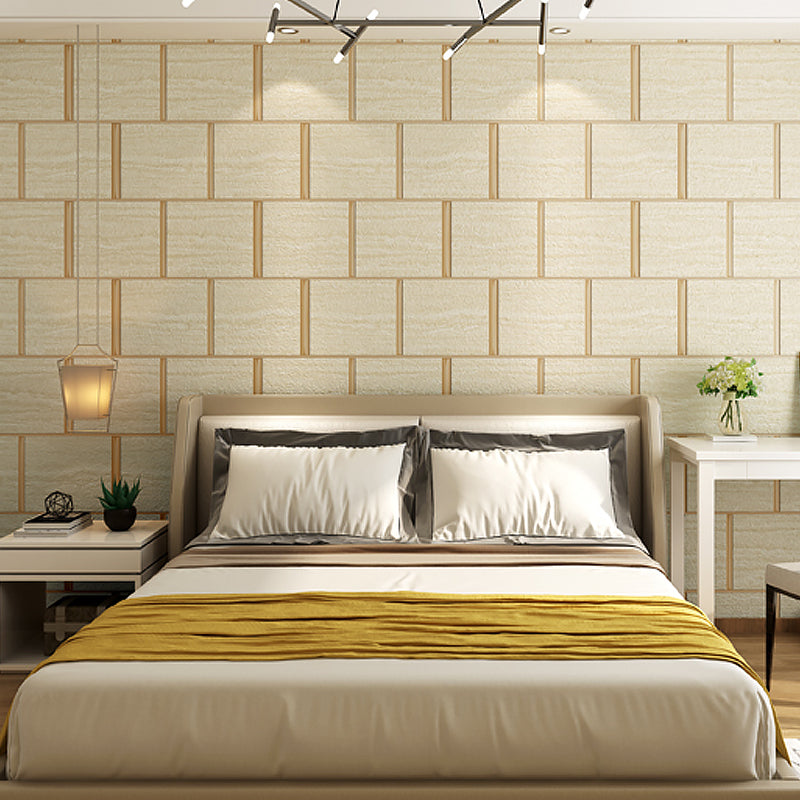 Textured Flock Wall Decor Industrial Unpasted Wallpaper with Marble Tile Effect for Bedroom