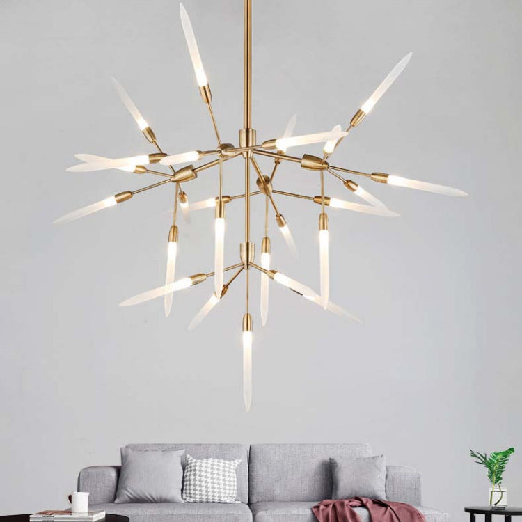 Acrylic Spur Chandelier Lighting Modern Stylish 5/25 Lights Gold Finish Ceiling Light Fixture for Living Room