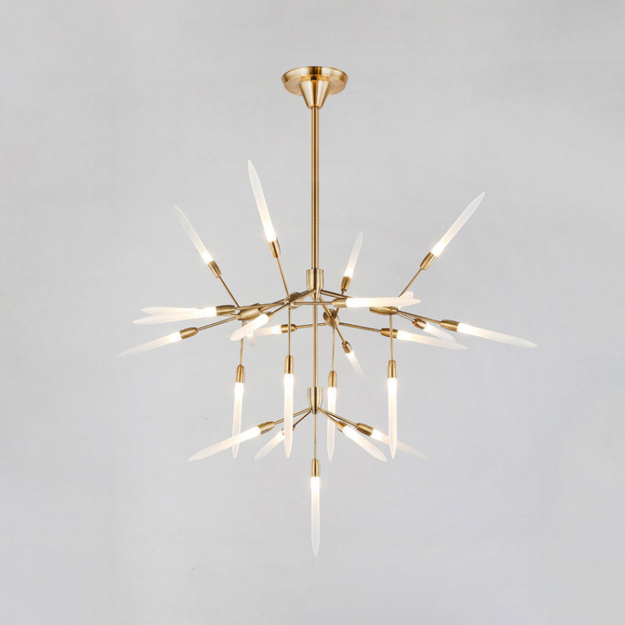 Acrylic Spur Chandelier Lighting Modern Stylish 5/25 Lights Gold Finish Ceiling Light Fixture for Living Room