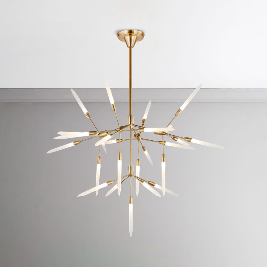 Acrylic Spur Chandelier Lighting Modern Stylish 5/25 Lights Gold Finish Ceiling Light Fixture for Living Room