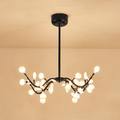 Leaf-Shaped Chandelier Light Contemporary Acrylic 36 Lights Dining Room Hanging Lamp in Black