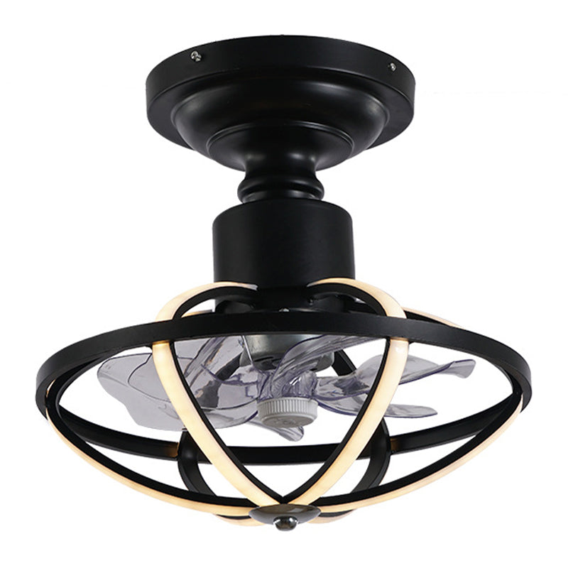 Luz de techo de la sala de estar enjaulada con aluminio de aluminio de 6 cuchillas LED industrial Semi Flush Monte en negro, 17 "W