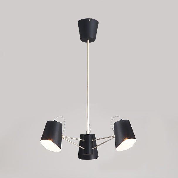 3/6/8 Lights Bucket Chandelier Light Contemporary Metal Black Pendant Light Fixture for Living Room