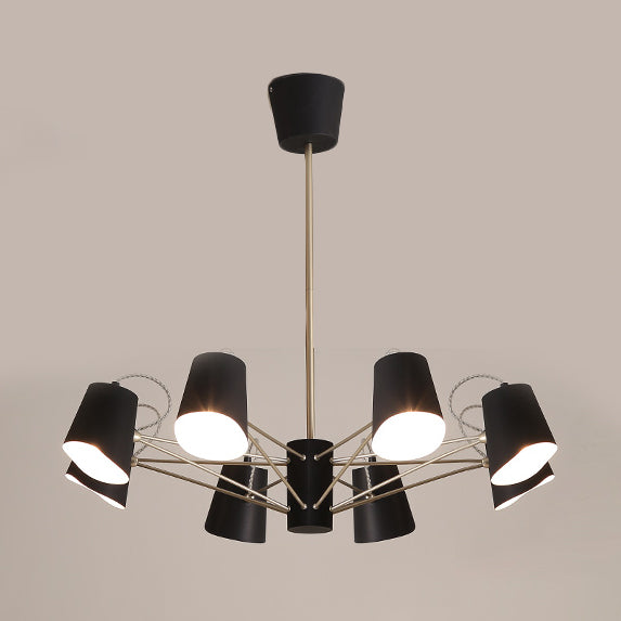 3/6/8 Lights Bucket Chandelier Light Contemporary Metal Black Pendant Light Fixture for Living Room