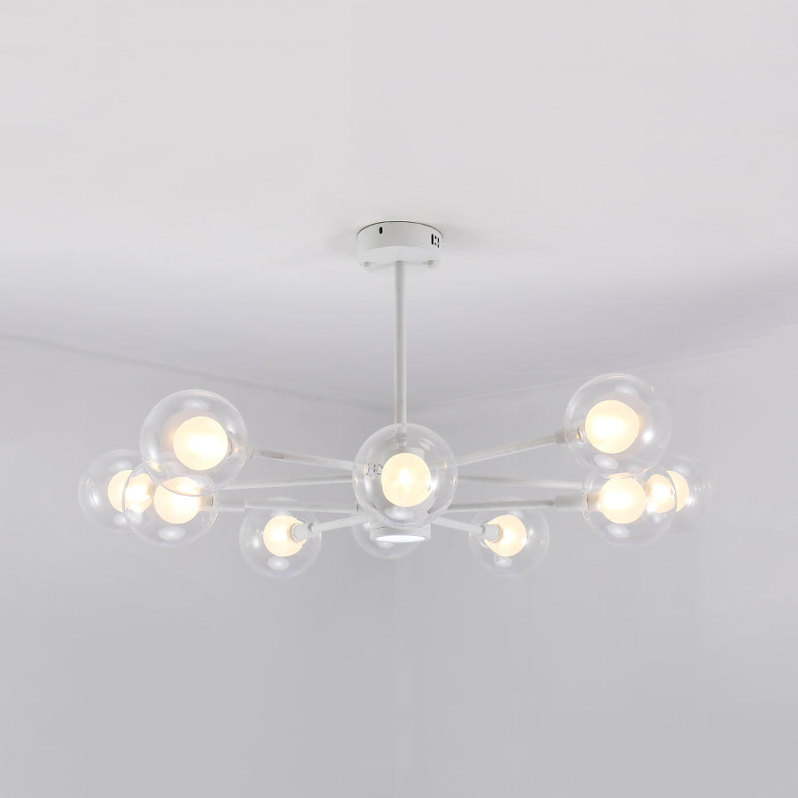 Sky Bang Hotel Chandelier avec une ombre en verre transparent en métal 10/12/16-16-HEAD PENDANT LAMPE en blanc