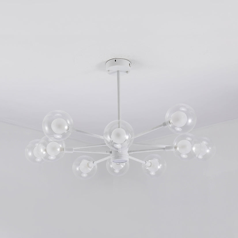 Sky Bang Hotel Chandelier avec une ombre en verre transparent en métal 10/12/16-16-HEAD PENDANT LAMPE en blanc