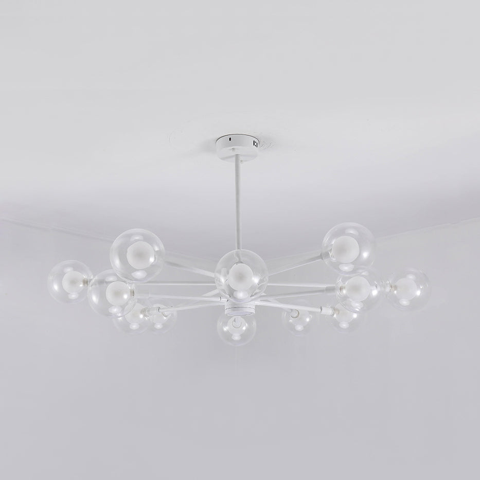 Sky Bang Hotel Chandelier avec une ombre en verre transparent en métal 10/12/16-16-HEAD PENDANT LAMPE en blanc