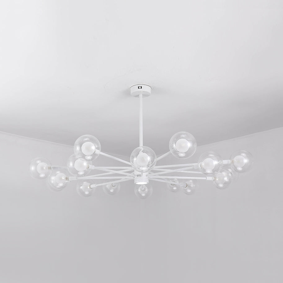 Sky Bang Hotel Chandelier avec une ombre en verre transparent en métal 10/12/16-16-HEAD PENDANT LAMPE en blanc