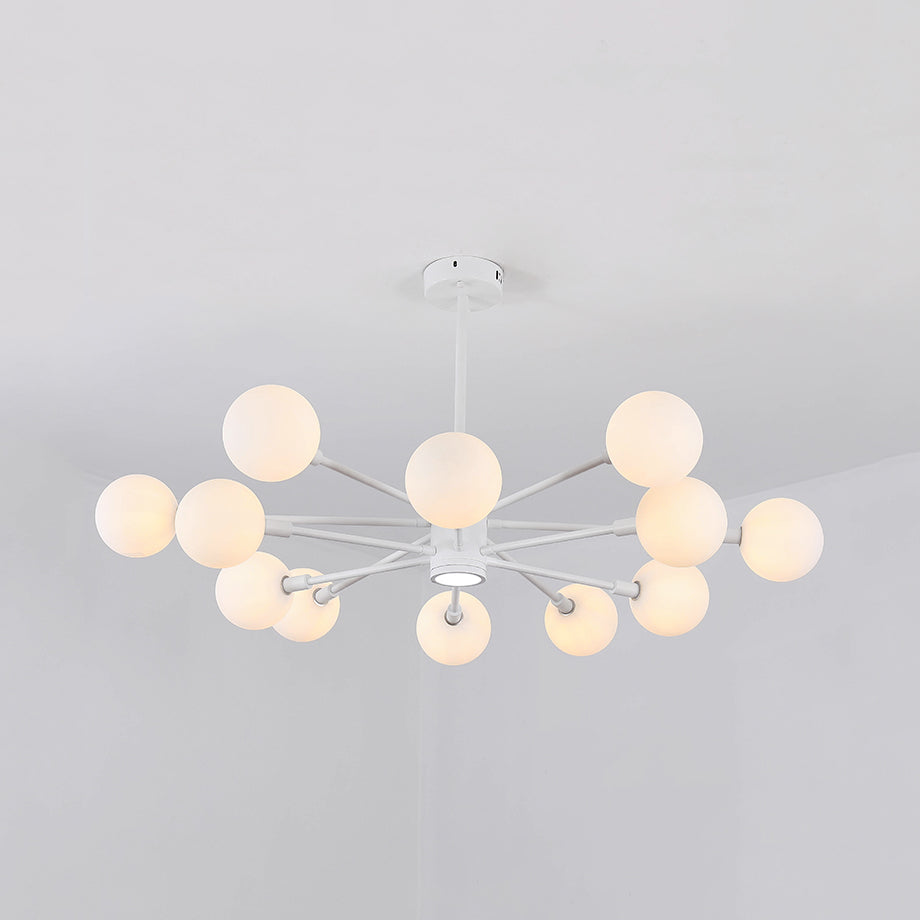 Sky Bang Hotel Chandelier avec une ombre en verre transparent en métal 10/12/16-16-HEAD PENDANT LAMPE en blanc