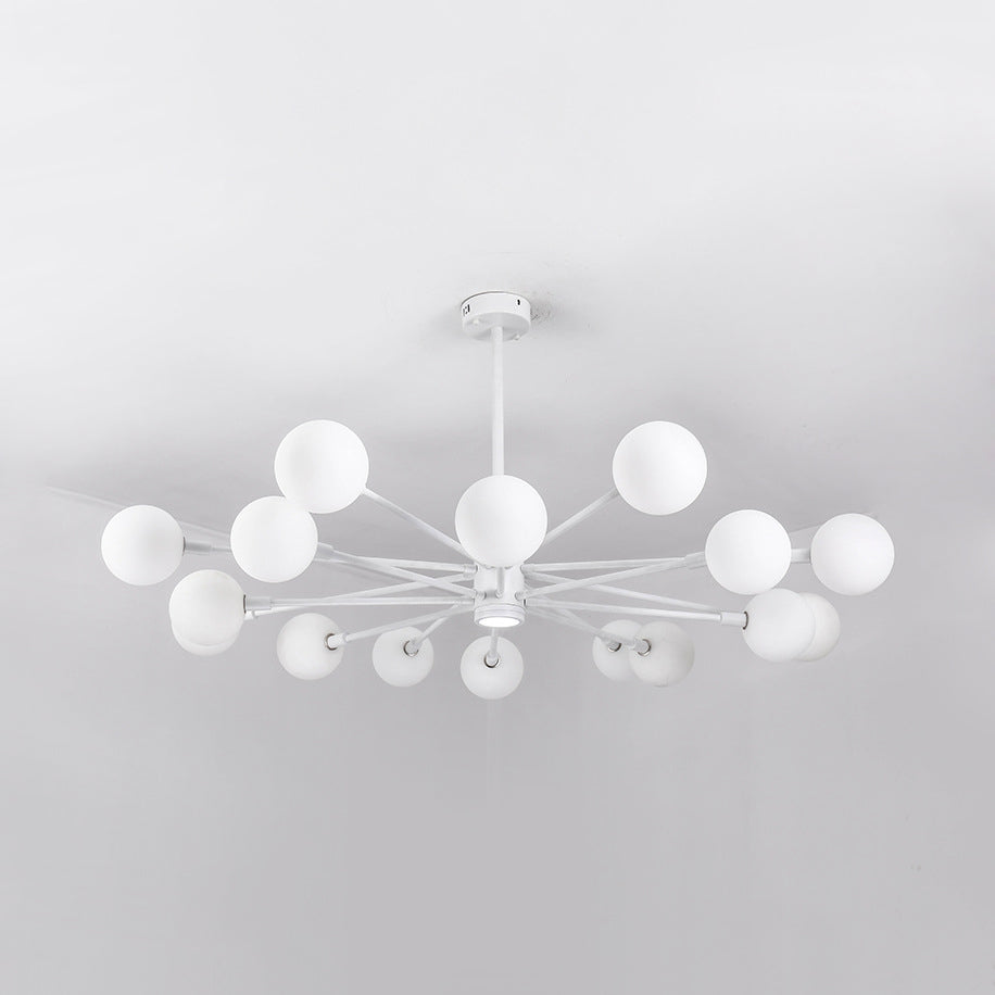 Sky Bang Hotel Chandelier avec une ombre en verre transparent en métal 10/12/16-16-HEAD PENDANT LAMPE en blanc