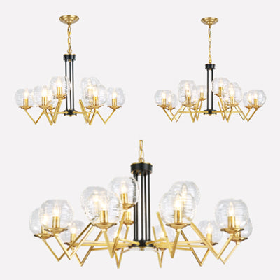 Candle Living Room Chandelier with Oval Shade Gold Modern Elegant Pendant Light in Gold Finish