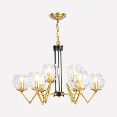 Candle Living Room Chandelier with Oval Shade Gold Modern Elegant Pendant Light in Gold Finish