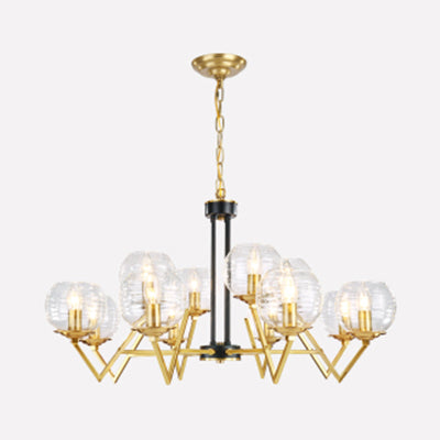 Candle Living Room Chandelier with Oval Shade Gold Modern Elegant Pendant Light in Gold Finish