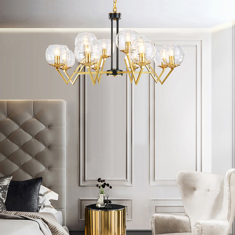 Candle Living Room Chandelier with Oval Shade Gold Modern Elegant Pendant Light in Gold Finish