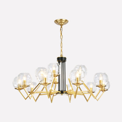 Candle Living Room Chandelier with Oval Shade Gold Modern Elegant Pendant Light in Gold Finish