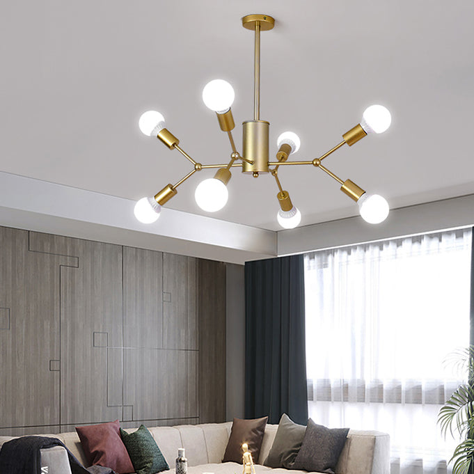 Branch Shaped Hanging Lamp Modern Stylish Metal Chandelier in Black/Gold for Living Room Hotel