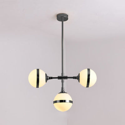 Globe Shade Chandelier Contemporary 3/5 Lights Milk Glass Hanging Light in Gold for Dining Room