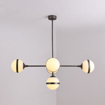 Globe Shade Chandelier Contemporary 3/5 Lights Milk Glass Hanging Light in Gold for Dining Room