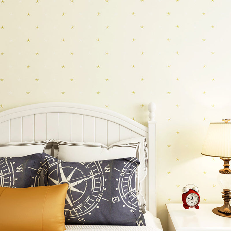 Star Boy Girl Wallpaper Roll Children's Bedroom Non-Woven Texture Wall Decor in Soft Color