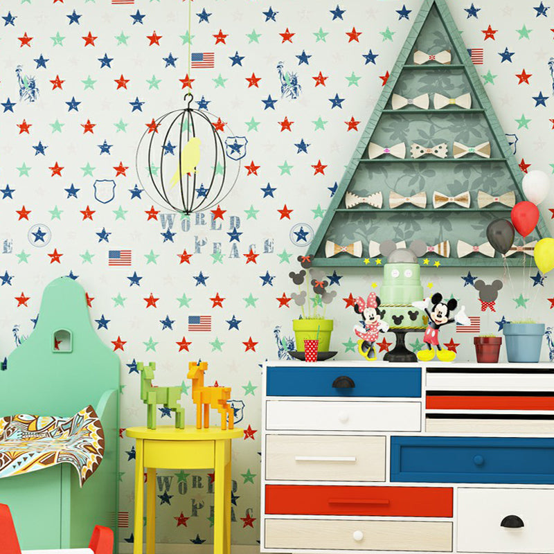 Novelty 54.2-sq ft Wallpaper Star Pattern Non-Pasted Wall Decor in Multi-Color for Kids Room