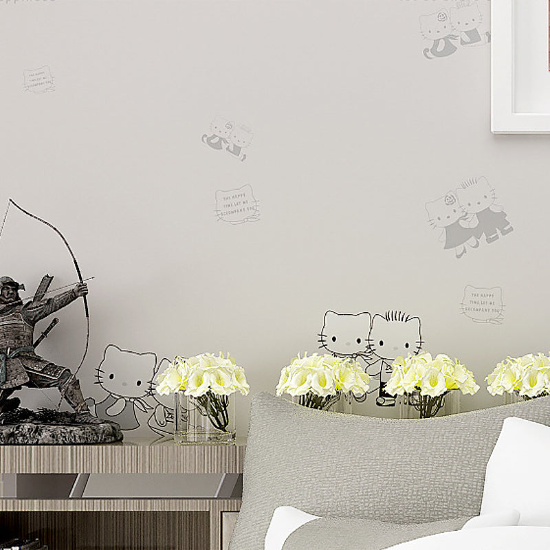 Non-Woven Wallpaper Kitten Animal Smooth Surface Wall Covering for Children's Bedroom