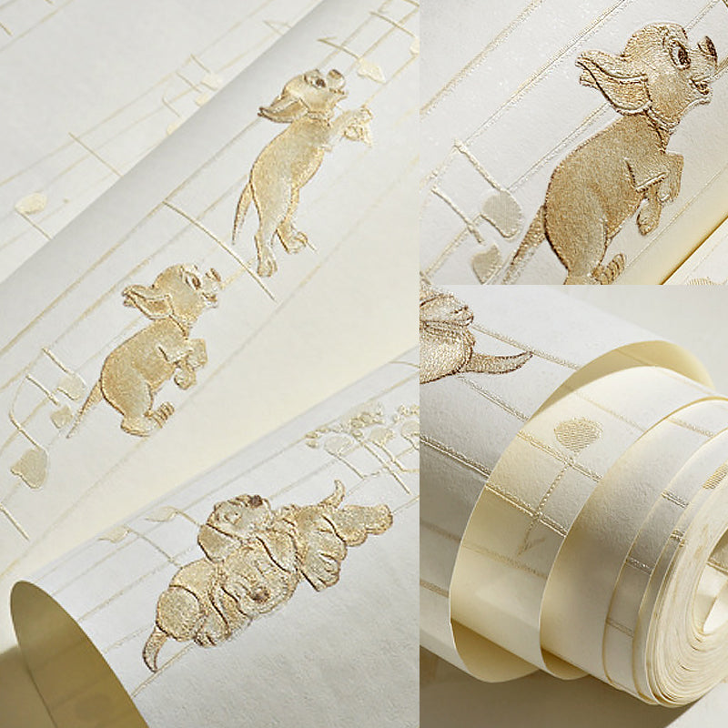 Wallpaper Roll Puppy Soft Color Novelty Non-Woven Material Wall Art for Child Room