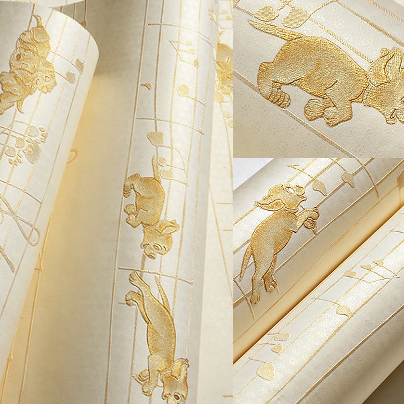 Wallpaper Roll Puppy Soft Color Novelty Non-Woven Material Wall Art for Child Room