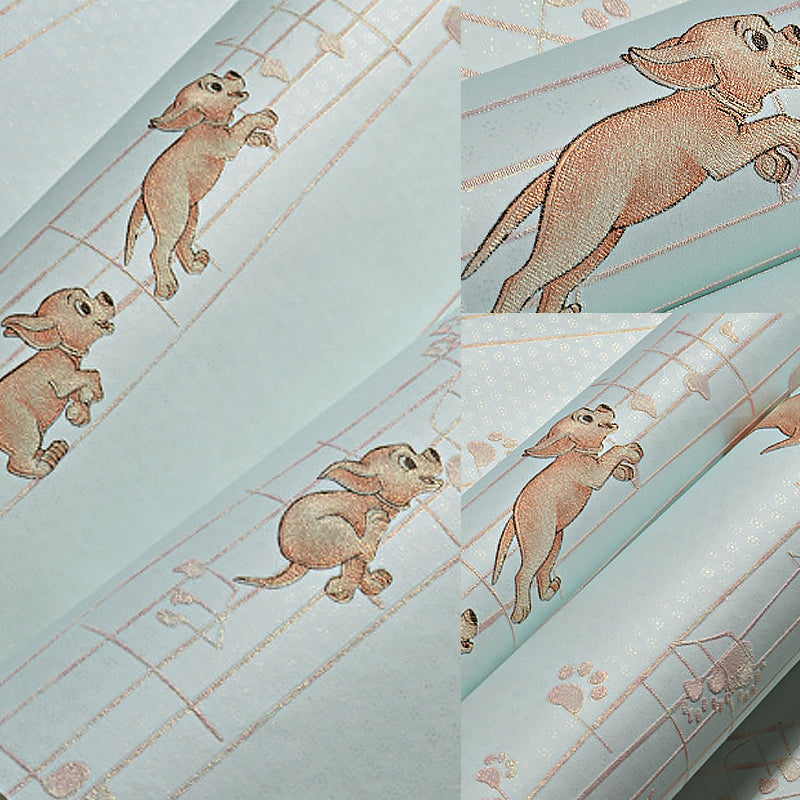 Wallpaper Roll Puppy Soft Color Novelty Non-Woven Material Wall Art for Child Room