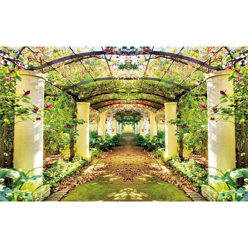 3D Visual Garden Pathway Mural Novelty Stain Resistant Living Room Wall Art, Custom Size Available