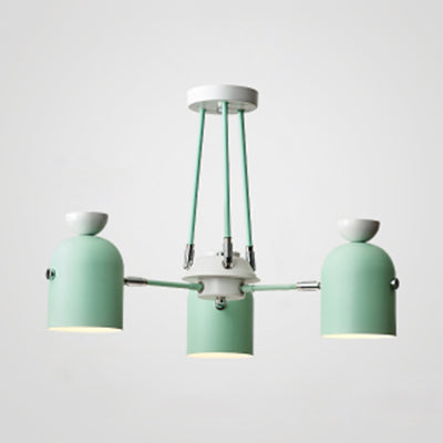 Macaron Loft Cup Pendant Light Metallic 3/6 Heads Chandelier in Candy Color for Living Room