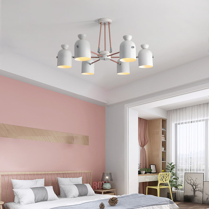 Modern White Finish Chandelier Cup Metallic Hanging Lighting for Living Room Villa