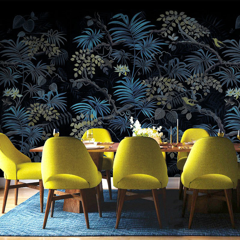 Palm Leaves Wall Paper Murals Tropical Moisture Resistant Dining Room Wall Decor, Customized Size