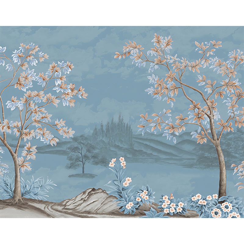 Chinese Lake Scenic Wall Murals Pastel Color Moisture Resistant Wall Covering for Accent Wall