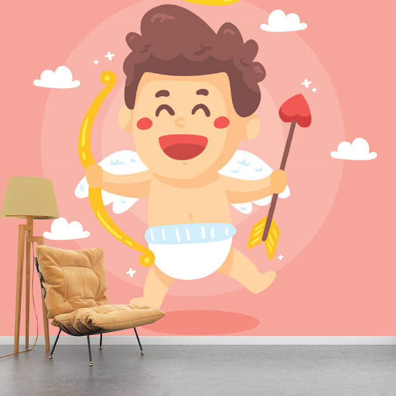 Pink Cartoon Wall Decal Murals Full Size Baby Boy Angel Wall Covering for Nursery